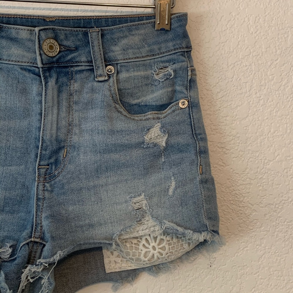 AE NEXT LEVEL STRETCH SHORT DISTRESSED LACE POCKET - Picture 2 of 7